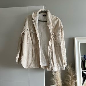 UO Corduroy Button Up Ivory Jacket - M/L